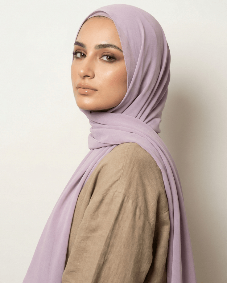 Lavender Basic Georgette Hijab - Ashii.pk