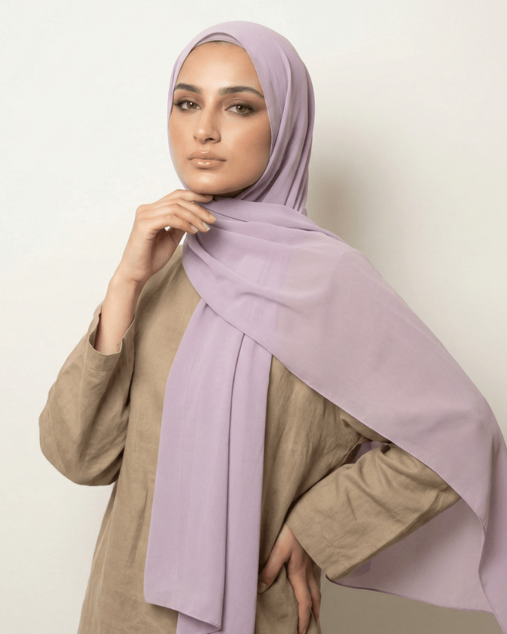 Lavender Basic Georgette Hijab - Ashii.pk