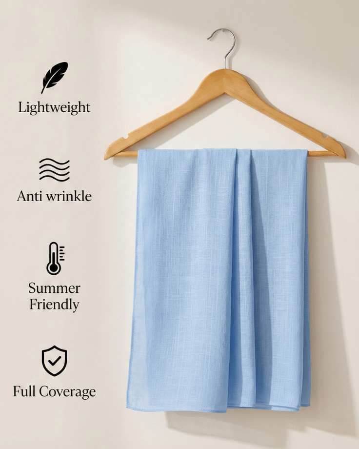 Light blue Turkish Lawn Hijab - Ashii.pk