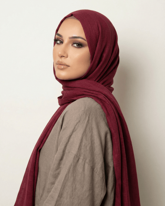 Mahroon Turkish Lawn Hijab - Ashii.pk