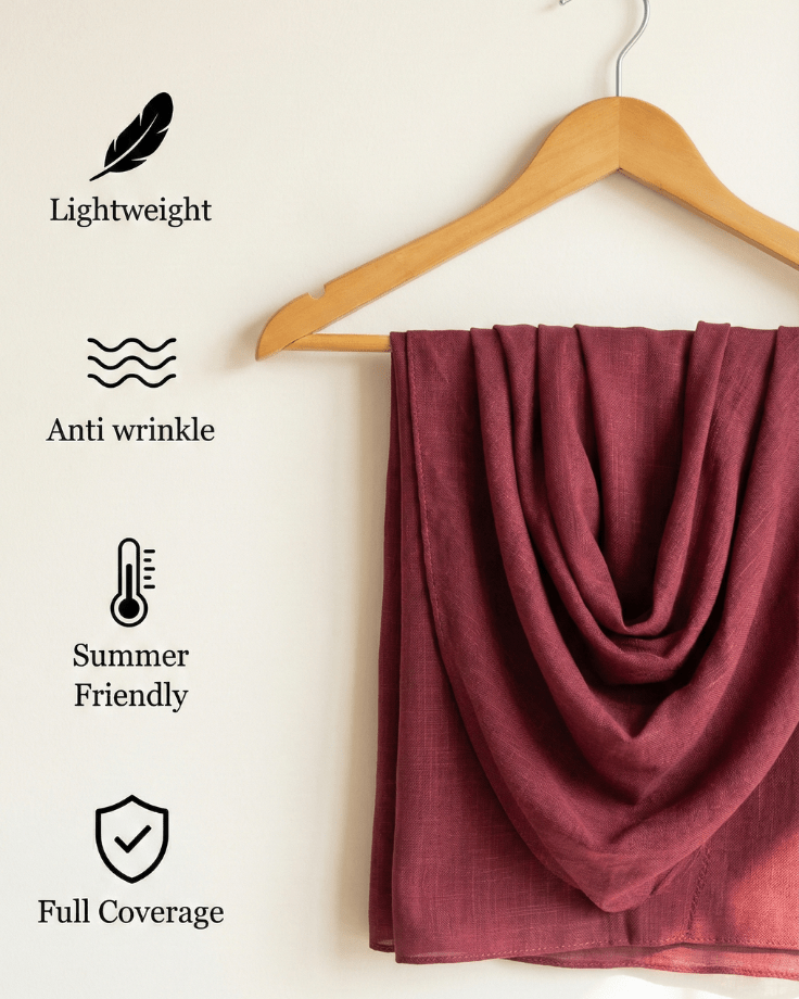 Mahroon Turkish Lawn Hijab - Ashii.pk