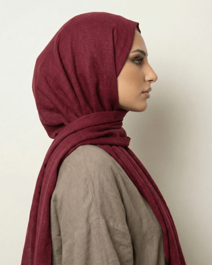 Mahroon Turkish Lawn Hijab - Ashii.pk