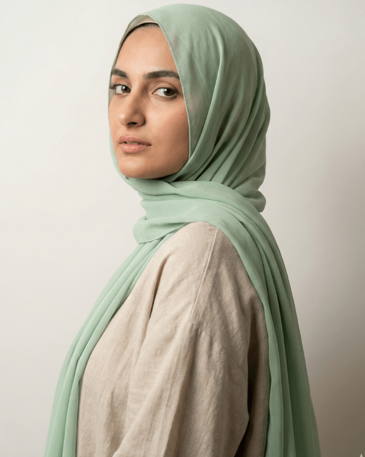 Mint Green Basic Georgette Hijab - Ashii.pk