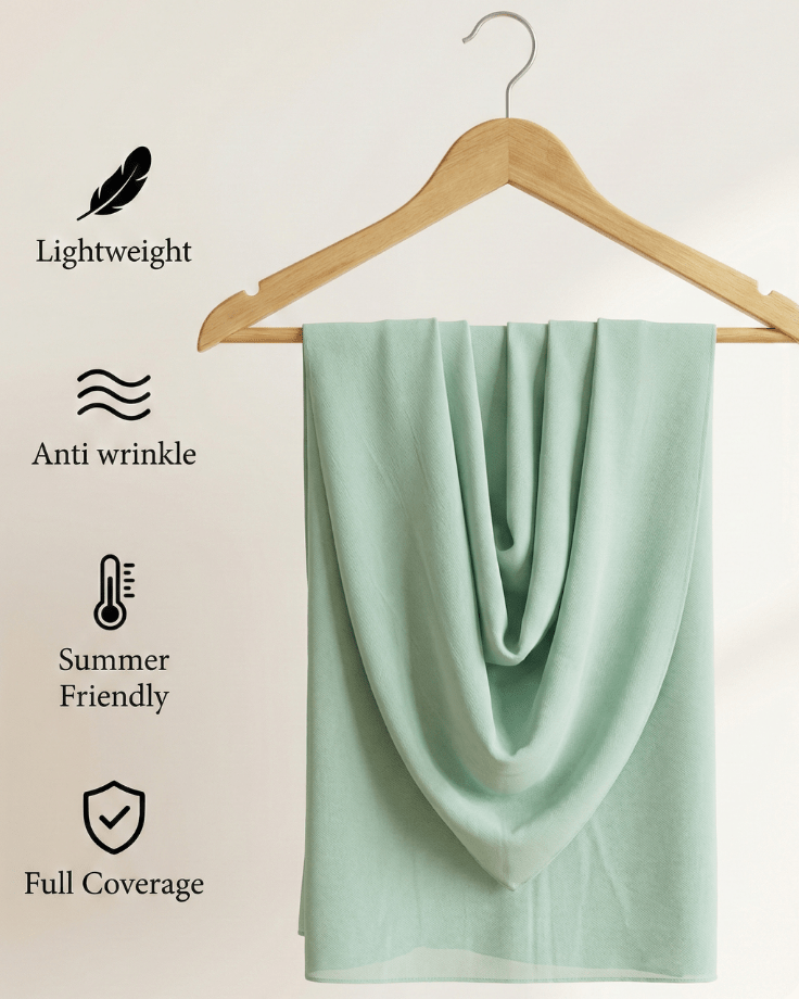 Mint Green Basic Georgette Hijab - Ashii.pk