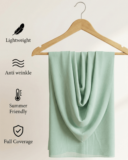 Mint Green Basic Georgette Hijab - Ashii.pk