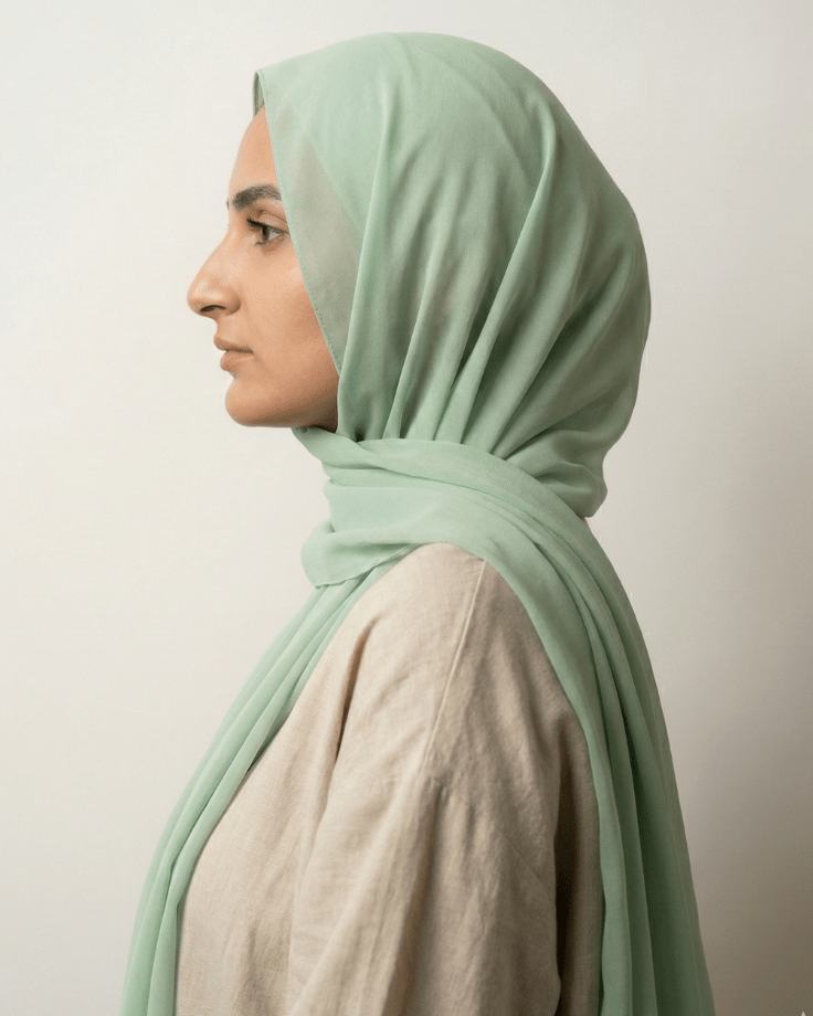 Mint Green Basic Georgette Hijab - Ashii.pk