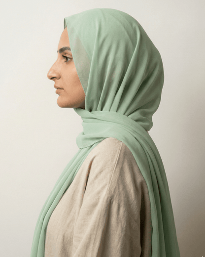 Mint Green Basic Georgette Hijab - Ashii.pk
