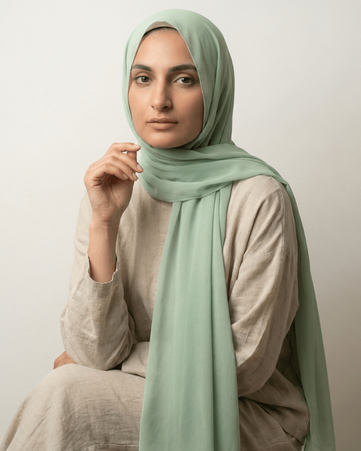 Mint Green Basic Georgette Hijab - Ashii.pk