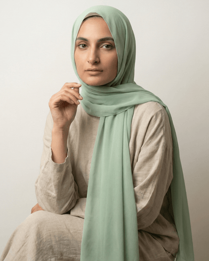 Mint Green Basic Georgette Hijab - Ashii.pk