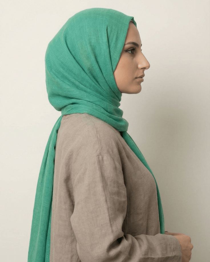 Misty Teal Turkish Lawn Hijab - Ashii.pk