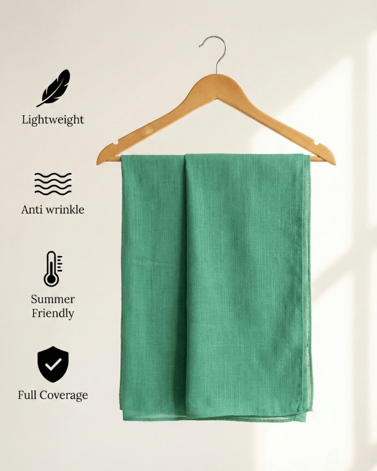 Misty Teal Turkish Lawn Hijab - Ashii.pk