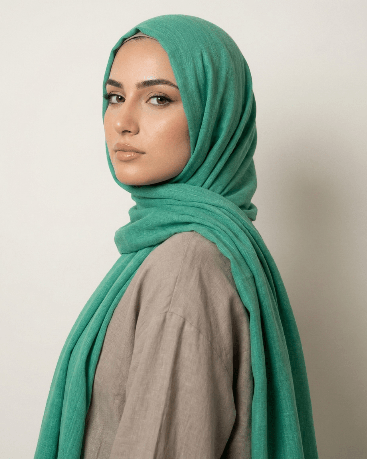 Misty Teal Turkish Lawn Hijab - Ashii.pk