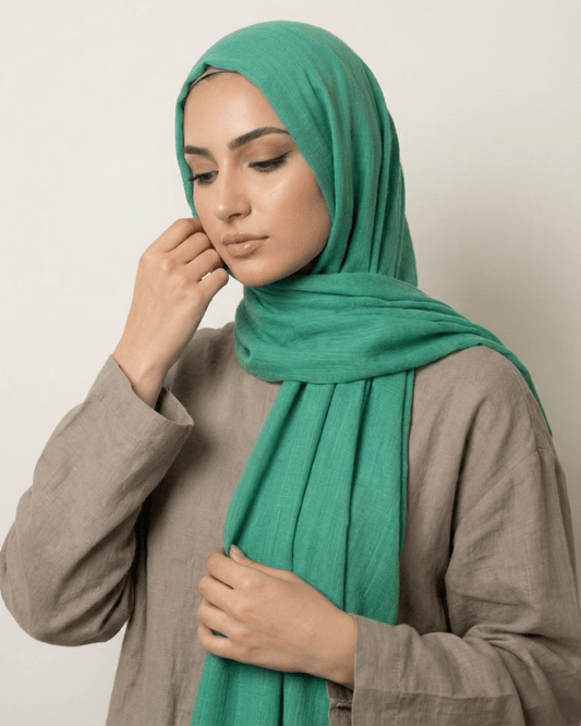 Misty Teal Turkish Lawn Hijab - Ashii.pk
