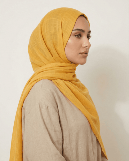 Mustard Turkish Lawn Hijab - Ashii.pk