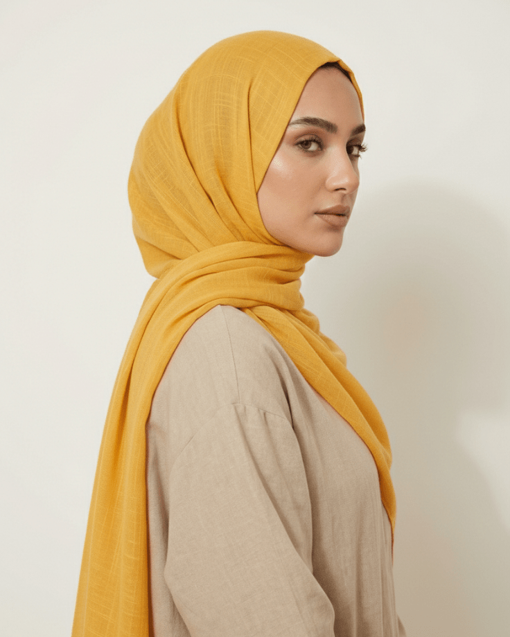 Mustard Turkish Lawn Hijab - Ashii.pk