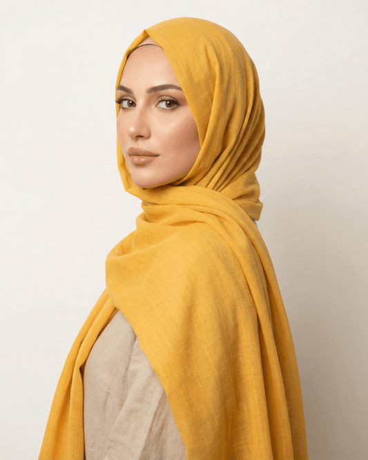 Mustard Turkish Lawn Hijab - Ashii.pk
