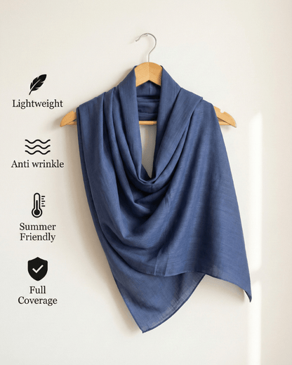 Navy Blue Turkish Lawn Hijab - Ashii.pk