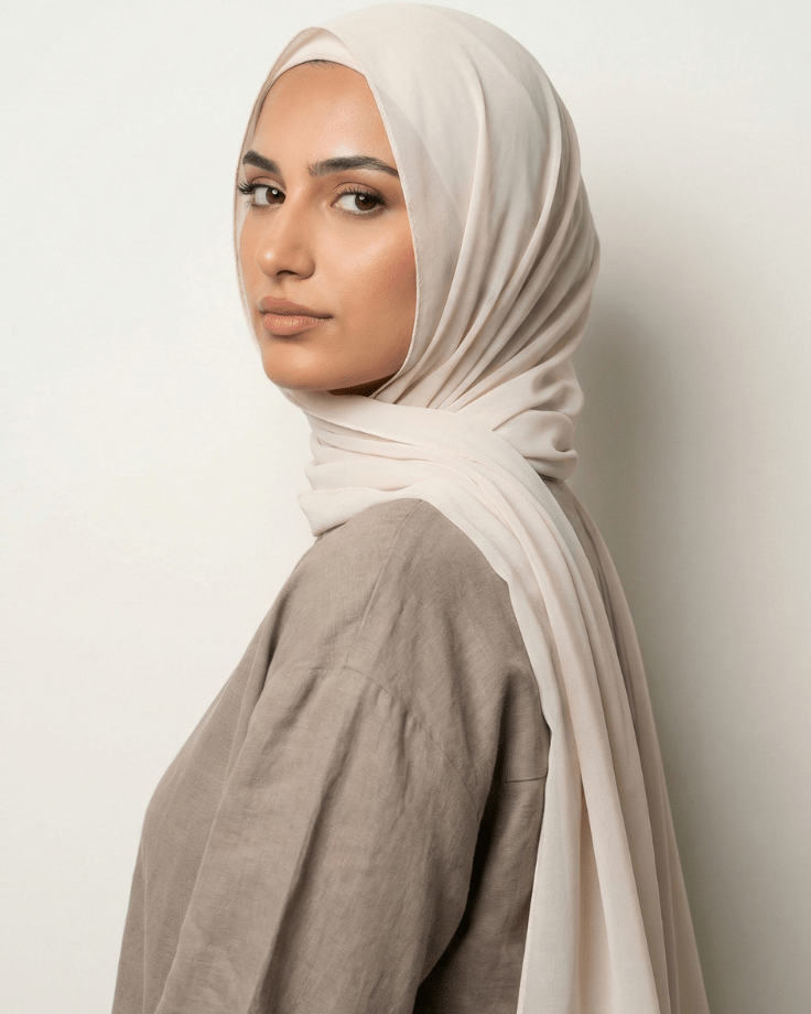 Off White Basic Georgette Hijab - Ashii.pk