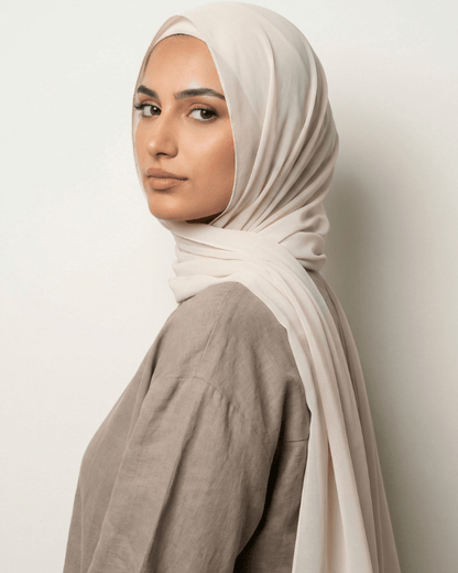 Off White Basic Georgette Hijab - Ashii.pk