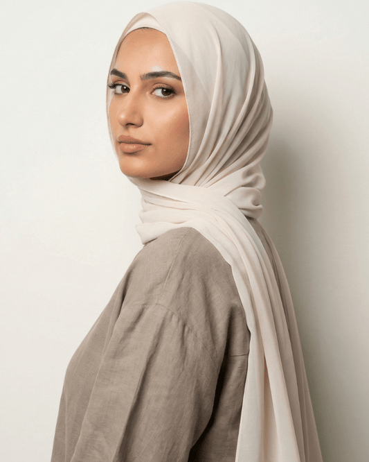 Off White Basic Georgette Hijab - Ashii.pk