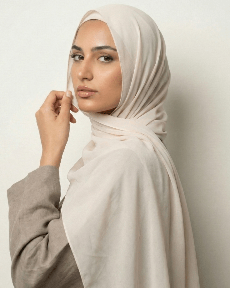 Off White Basic Georgette Hijab - Ashii.pk