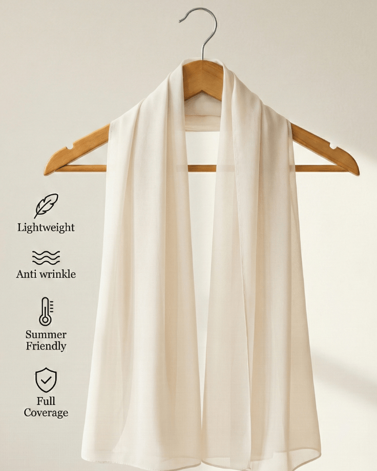 Off White Basic Georgette Hijab - Ashii.pk