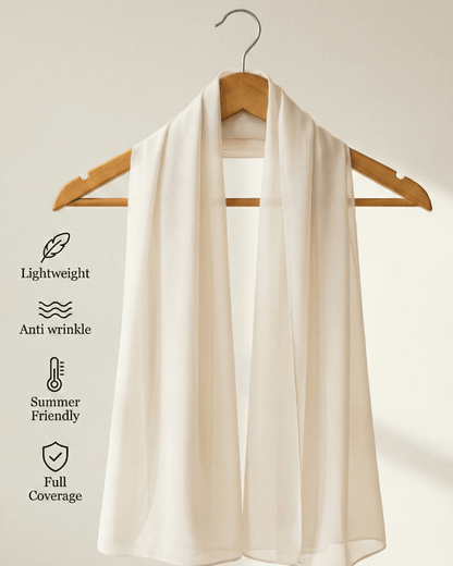 Off White Basic Georgette Hijab - Ashii.pk