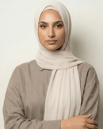 Off White Basic Georgette Hijab - Ashii.pk