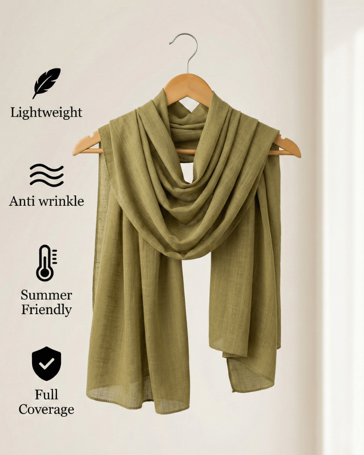 Olive Turkish Lawn Hijab - Ashii.pk