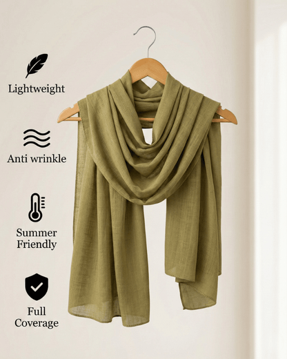 Olive Turkish Lawn Hijab - Ashii.pk