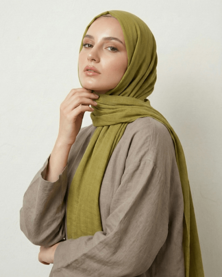 Olive Turkish Lawn Hijab - Ashii.pk