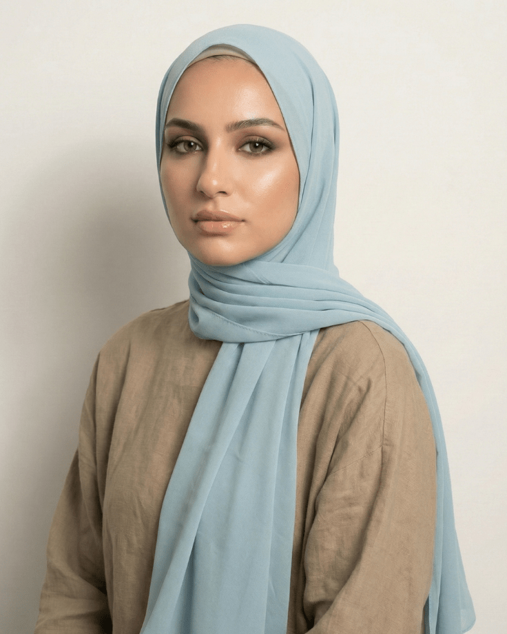 Pastel Blue Basic Georgette Hijab - Ashii.pk
