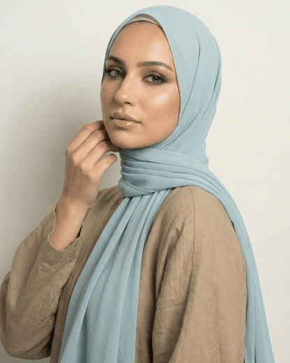 Pastel Blue Basic Georgette Hijab - Ashii.pk