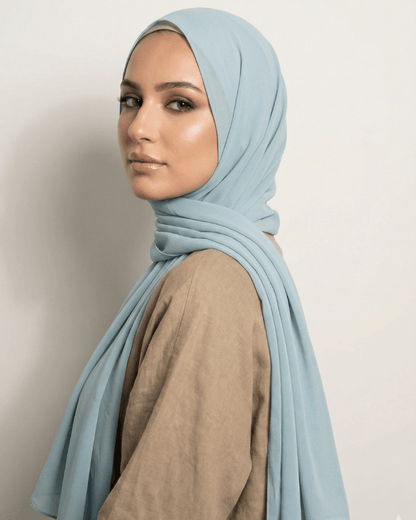 Pastel Blue Basic Georgette Hijab - Ashii.pk