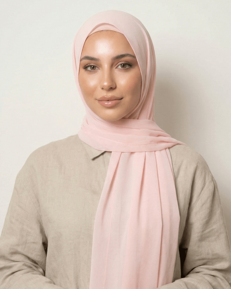 Pastel Pink Basic Georgette Hijab - Ashii.pk