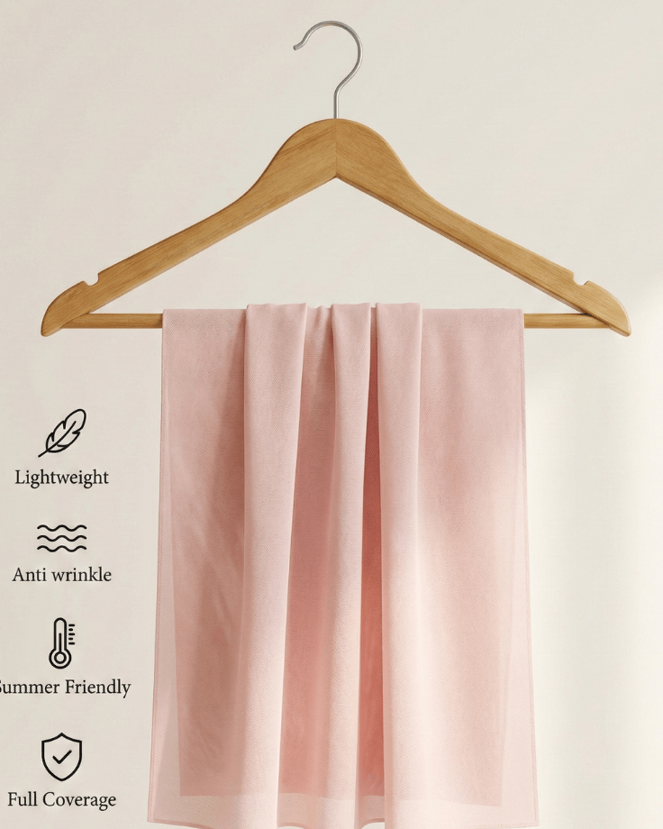 Pastel Pink Basic Georgette Hijab - Ashii.pk