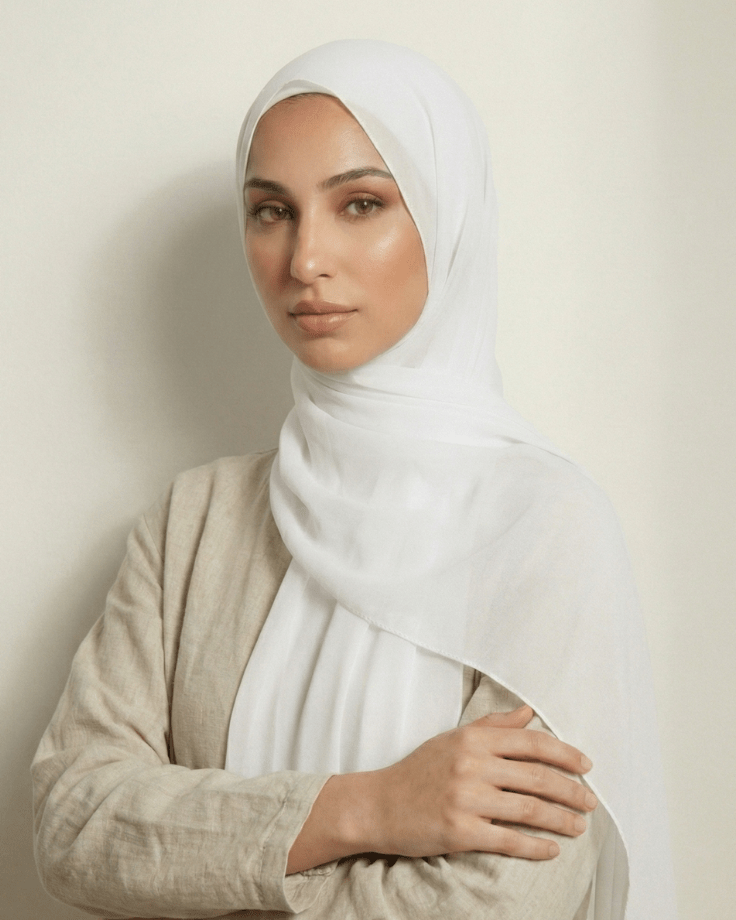 Pure White Basic Georgette Hijab - Ashii.pk