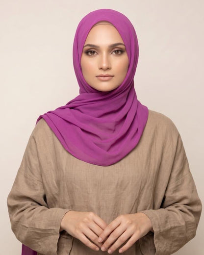 Purple Basic Georgette Hijab - Ashii.pk