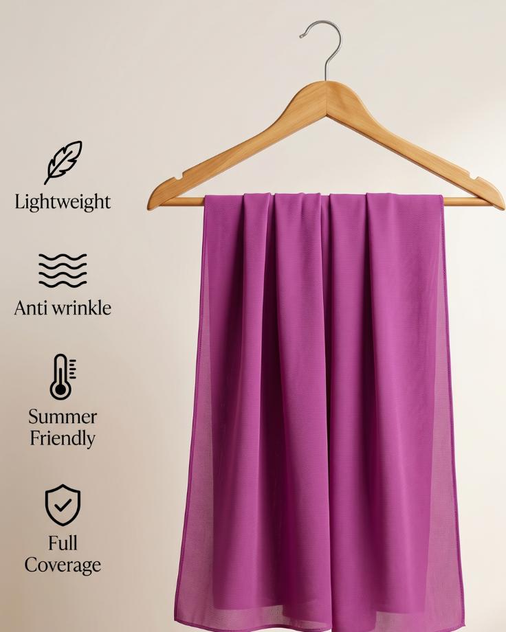Purple Basic Georgette Hijab - Ashii.pk