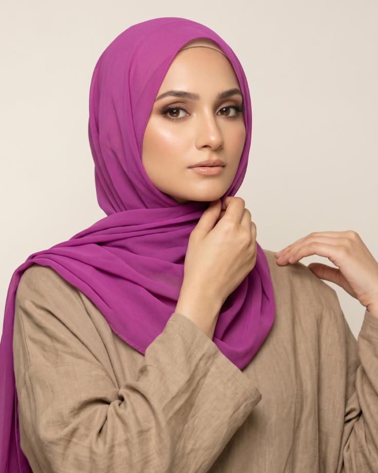 Purple Basic Georgette Hijab - Ashii.pk