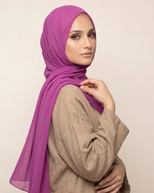 Purple Basic Georgette Hijab - Ashii.pk
