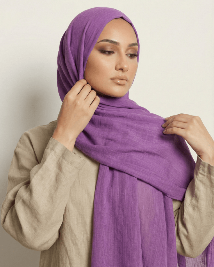 Purple Turkish Lawn Hijab - Ashii.pk