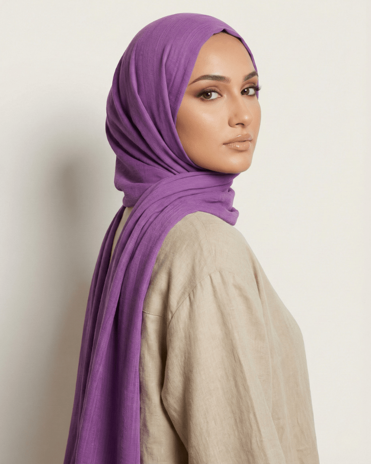 Purple Turkish Lawn Hijab - Ashii.pk