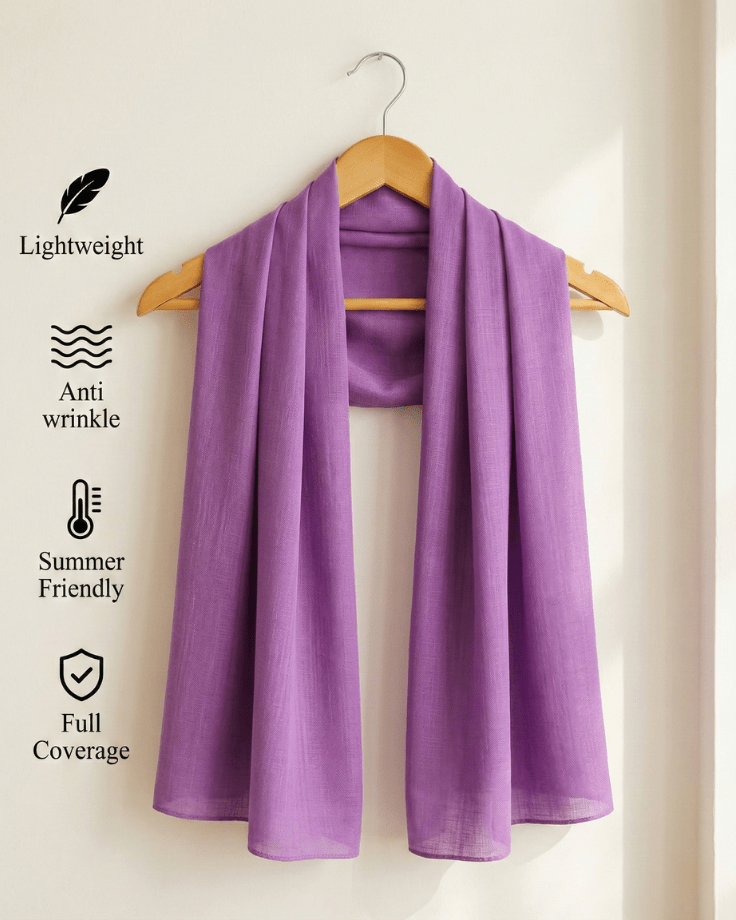 Purple Turkish Lawn Hijab - Ashii.pk