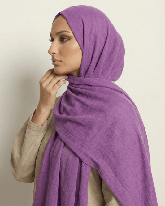 Purple Turkish Lawn Hijab - Ashii.pk