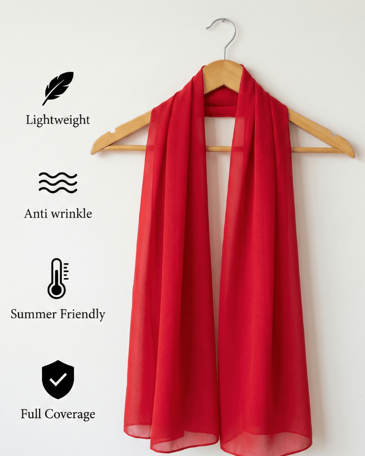 Red Basic Georgette Hijab - Ashii.pk