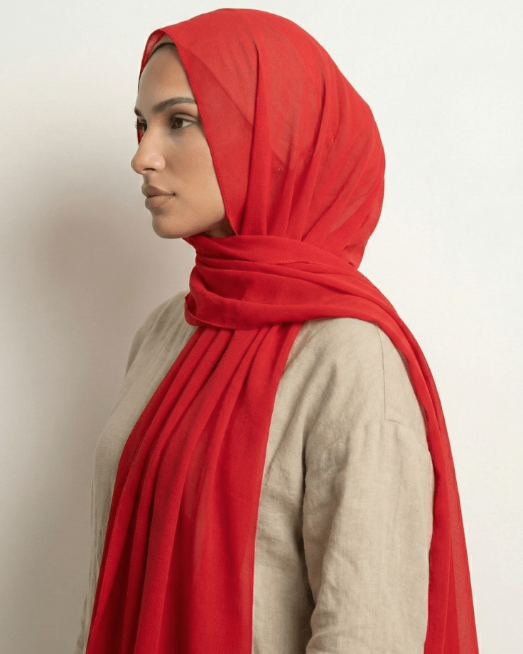 Red Basic Georgette Hijab - Ashii.pk