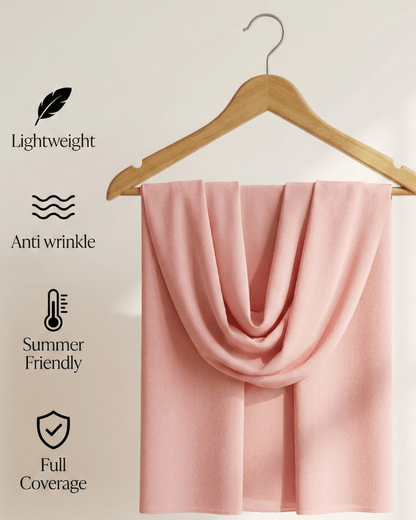 Rose Pink Basic Georgette Hijab - Ashii.pk