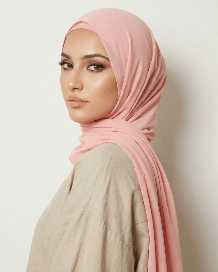 Rose Pink Basic Georgette Hijab - Ashii.pk