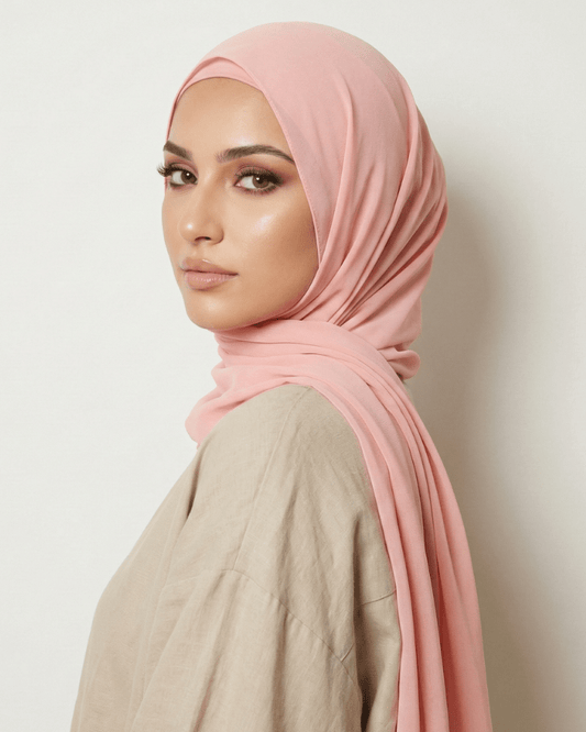 Rose Pink Basic Georgette Hijab - Ashii.pk